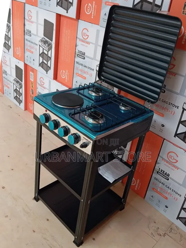 Eurochef 3 Gas + 1 Electric Standing Cooker with Shelves - 1