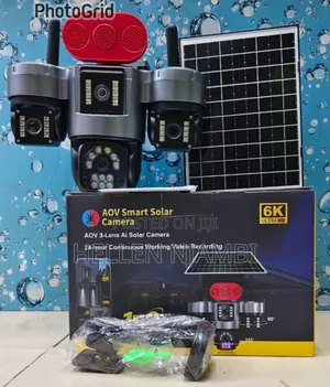 AOV 3-Lens AI Smart Solar Camera with Siren, 4G/eSIM