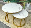 White Nesting Coffee Table Marble Effect (MDF) - 1