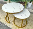 White Nesting Coffee Table Marble Effect (MDF) - 2