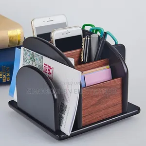 Wooden Rotating Desktop Organizer & Remote Caddy