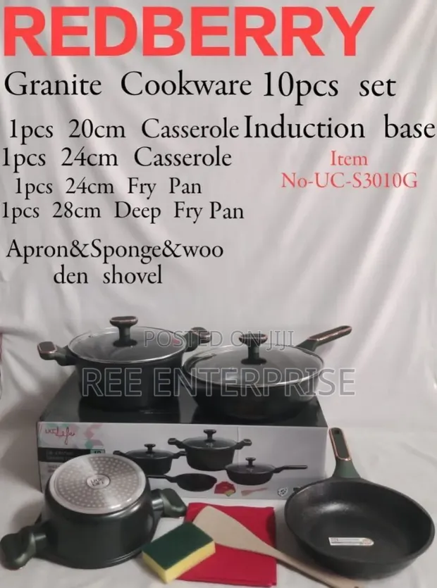 Redberry Premium Nonstick Cookware Set with Induction Base (10-Piece) - 1