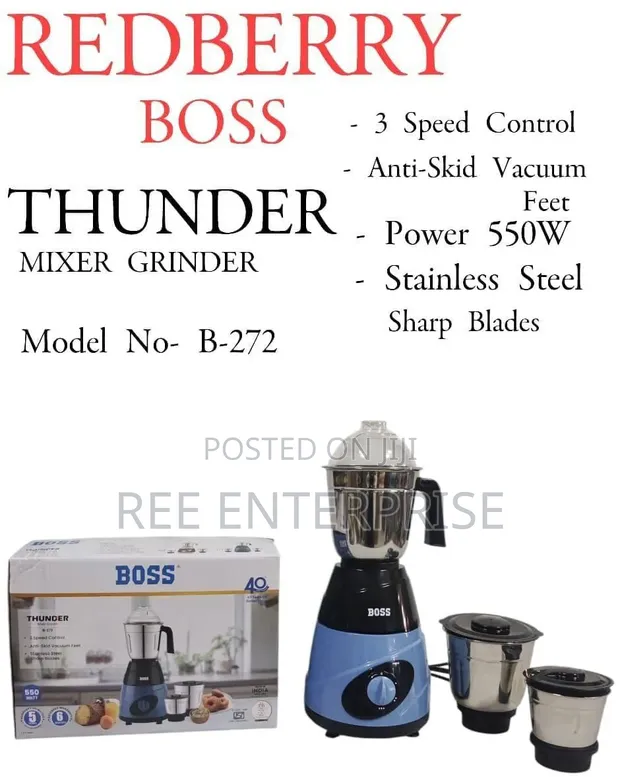 Redberry Boss Thunder 550W Blender with 3 Jars - 1