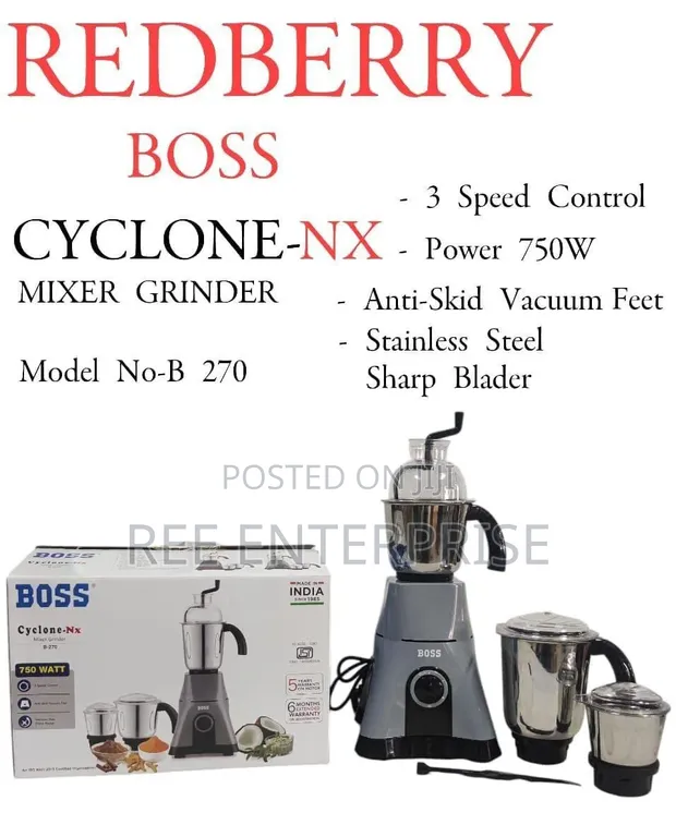 Redberry Boss Cyclone Nx Blender (750W) with 3 Jars - 1