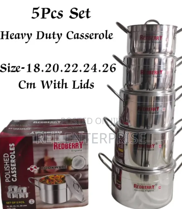 Redberry Premium Aluminium Casserole Set (5 Pcs) - 1