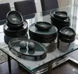 27-Piece Dark Teal-to-Black Reactive Glaze Stoneware Dinnerware Set - 2
