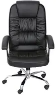 Black Leather Swivel Office Chair - 5