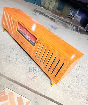 Modern Executive TV Stand with Functional Fireplace