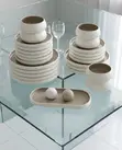 27-Piece Ribbed European Double Glaze Porcelain Dinner Set - 1