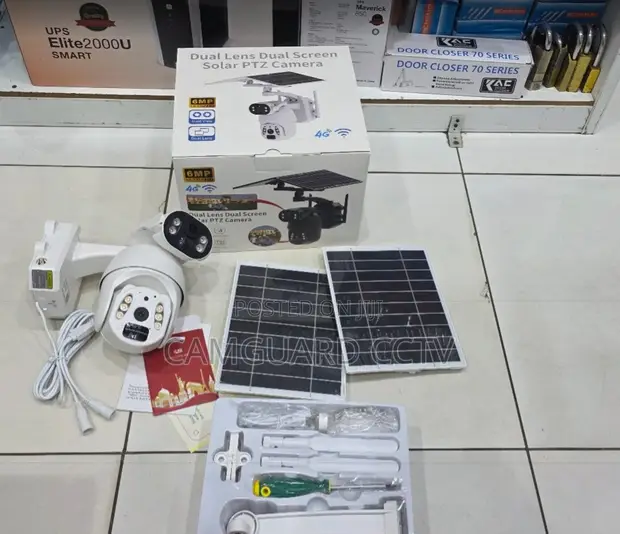 4G LTE Dual Screen Solar Security Camera 6MP PTZ - 1