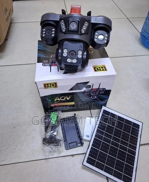 V380 Pro 4G Triple Lens Solar CCTV Camera with Siren - 1