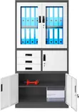Modern Half Glass Storage Cabinet - 4