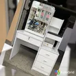 Modern White Vanity Dressing Table with Sliding Mirror - 1