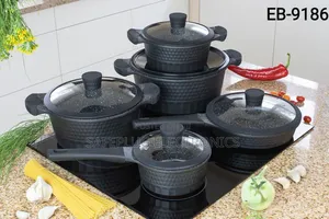10-Piece Edenburg Cookware Set - Premium Black Induction Pots & Pans