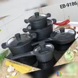 10-Piece Edenburg Cookware Set - Premium Black Induction Pots & Pans - 2