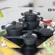 Edenburg 10-Piece Black Cookware Set (Induction-Friendly) - 1