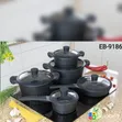 Edenburg 10-Piece Black Cookware Set (Induction-Friendly) - 2