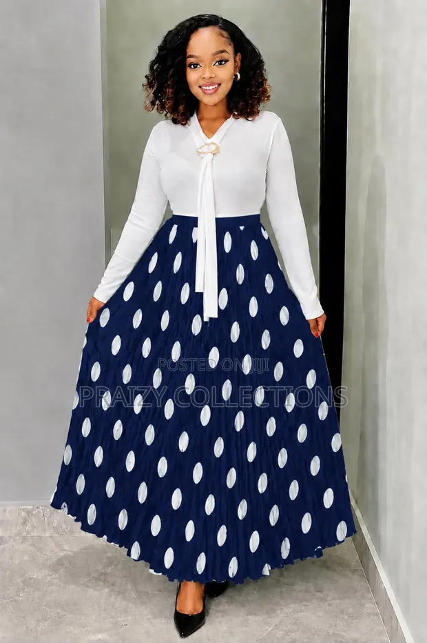 Polka Dot Maxi Skirt - Green - 1