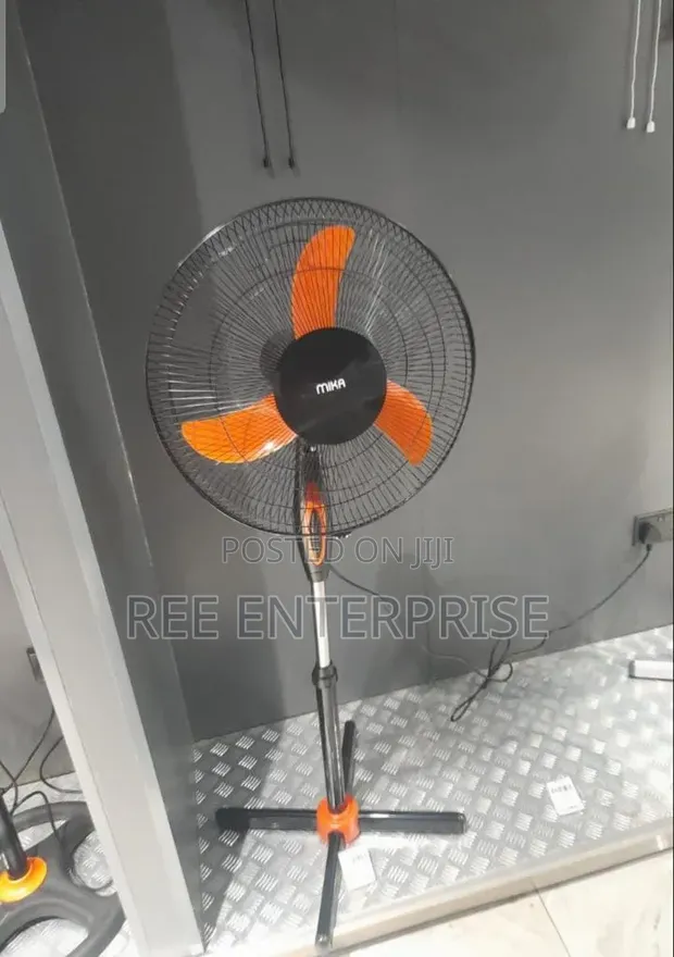Mika 16-Inch Standing Fan - Orange & Black - 1