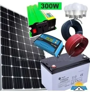 100W Solar Kit: Panel, 100Ah Battery, 300W Inverter, Controller