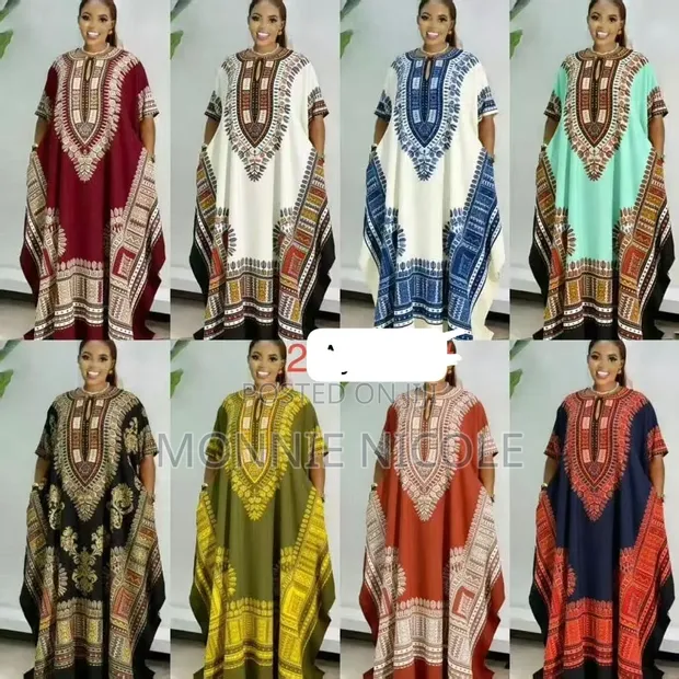 African Cotton Dashiki Long Dress - 1