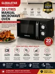 Globalstar 20L Manual Microwave Oven - Silver/Black - 2