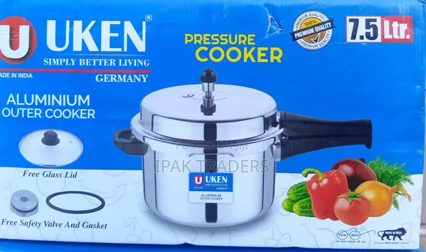Uken Manual Pressure Cooker 7.5L with Extra Glass Lid - 1