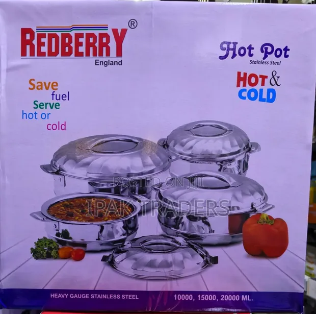 Red Berry Stainless Steel Hotpot 3-Piece Set - 1