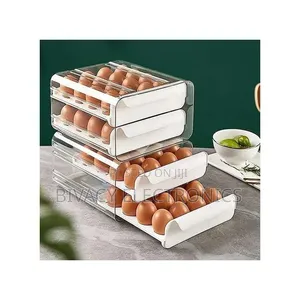 32 Grid Egg Acrylic Tray Holder - Double-Layer Fridge Drawer Storage