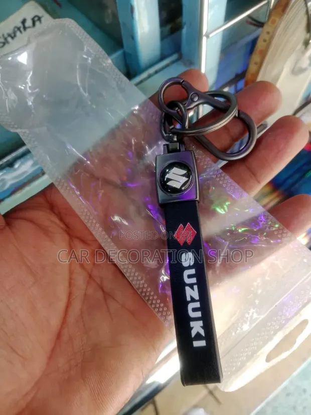 Black Leather Suzuki Key Chain Strap - 1