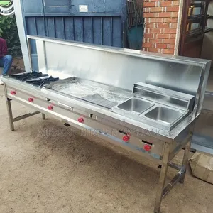 Combined Commercial 2-Burner, Griddle & Double Deep Fryer