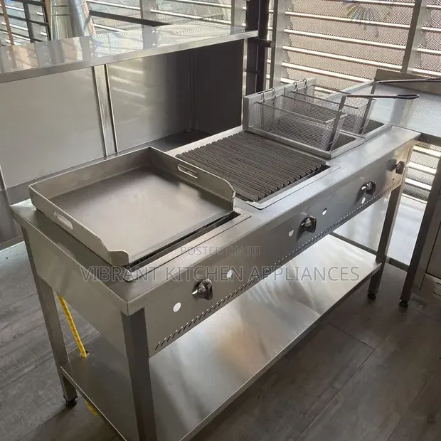 Commercial Cooking Unit: Grill, Griddle & Double Fryer - 1