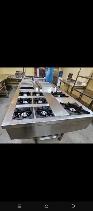 Commercial 8-Burner Cooking Range with Fryer & Griddle