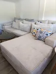 5-Seater Grey L-Shaped Sofa with Nesting Tables - 1