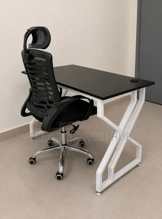 Modern Office Desk & Ergonomic Mesh Chair Set - 1