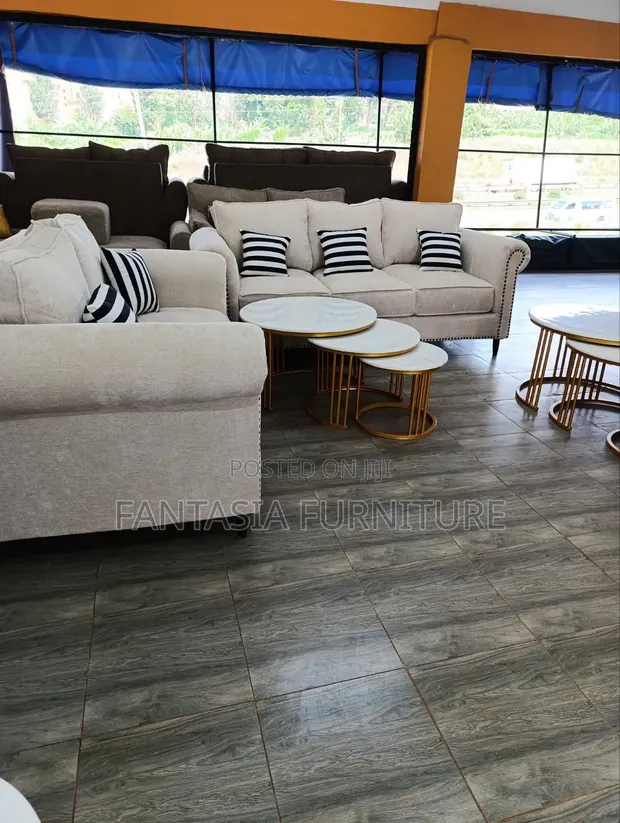 3-Seater and 2-Seater Cream Sofa Set - 1