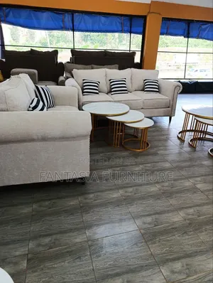 3-Seater and 2-Seater Cream Sofa Set