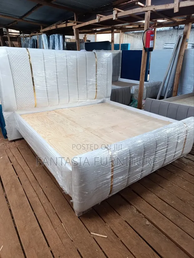 Ideal 6x6ft White Bed Frame with Gold Trim - 1