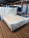 Ideal 6x6ft White Bed Frame with Gold Trim - 1