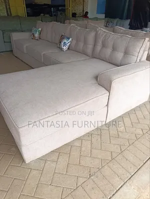 L-Shaped Cream 7-Seater Sectional Sofa