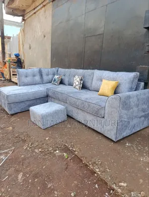 5-Seater L-Shaped Corner Sofa with Ottoman - Grey