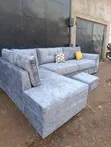 5-Seater L-Shaped Corner Sofa with Ottoman - Grey - 2