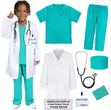 Children's Doctor Costume Set - White Lab Coat & Blue Scrubs - 1