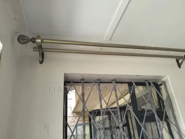 Stylish Black Powder-Coated Curtain Rods - 1