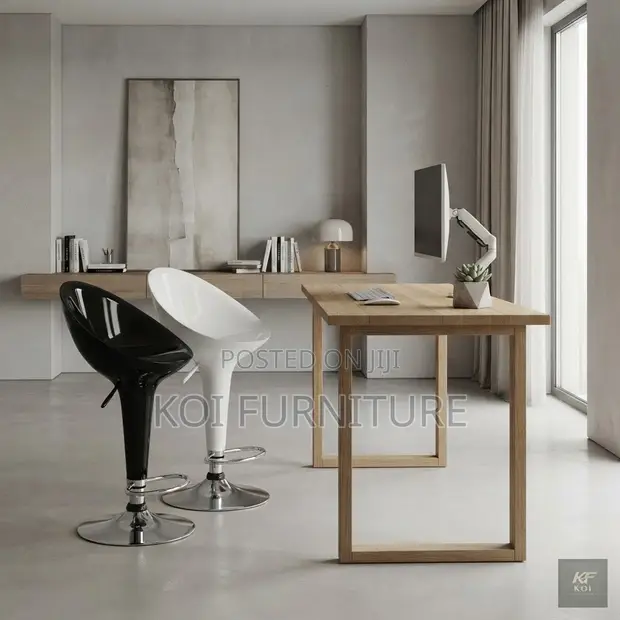 Glossy Sleek Adjustable Bar Stool - White - 1