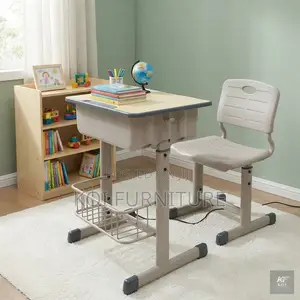 Kids Study Desk and Chair Set - Brown