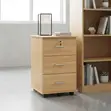 Lockable 3-Drawer Mobile Pedestal Cabinet - Brown - 3
