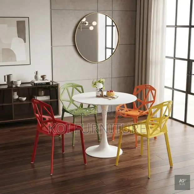 Modern Geometric Plastic Dining Chairs - 1
