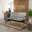 Two-Seater Metallic Reception Bench - Gray - 2
