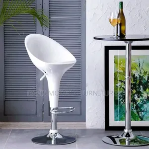Modern Adjustable Bar Stool Set with High Bar Table - White & Chrome